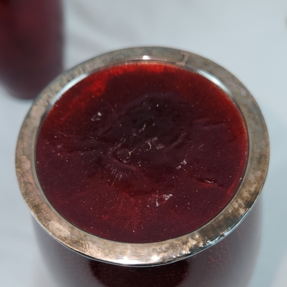 Pair Of Japanese Ginbari Cloisonne Cherry Blossom/Bird Pigeon Blood Vase 7" - Picture 5 of 7